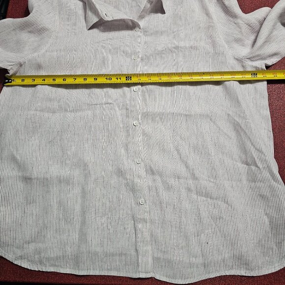J. Jill White & Purple Striped Linen Button-Up Shirt XL Long Sleeve Coastal - Picture 7 of 9